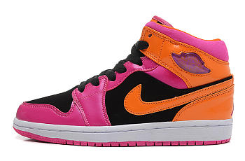 Nike Air Jordan 1 Retro Mid Black Fusion Pink Bright Citrus (W) 555112-026
