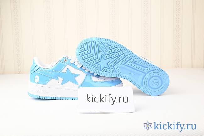  A Bathing Ape Bape Sta Patent Leather Blue White 001FWH701001_SAX_A - 1