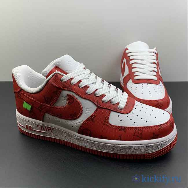 L0uis Vittan Nike Air Force 1 Low By Virgil Abloh White Red LD0232 - 1