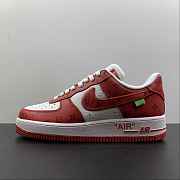 L0uis Vittan Nike Air Force 1 Low By Virgil Abloh White Red LD0232 - 5