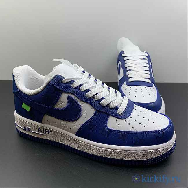 L0uis Vittan Nike Air Force 1 Low By Virgil Abloh White Royal MS0232 - 1
