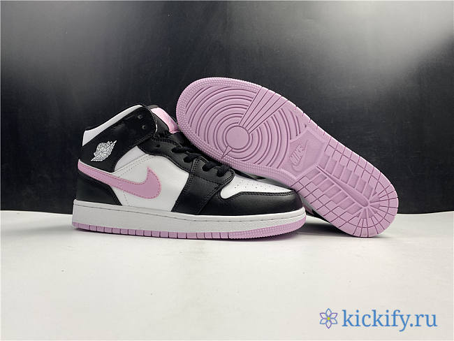 Nike Air Jordan 1 Mid White Black Light Arctic Pink 555112-103 - 1