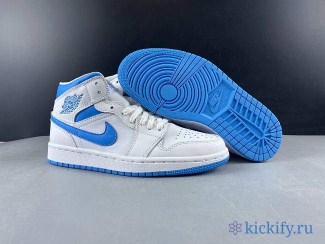 Nike Air Jordan 1 MID AJ1 North Carolina Blue White Blue BQ6472-114 - 1