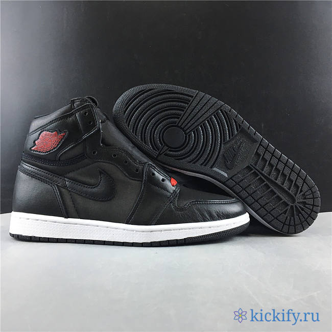 Nike Air Jordan 1 Retro High Black Satin Gym Red 555088-060 - 1