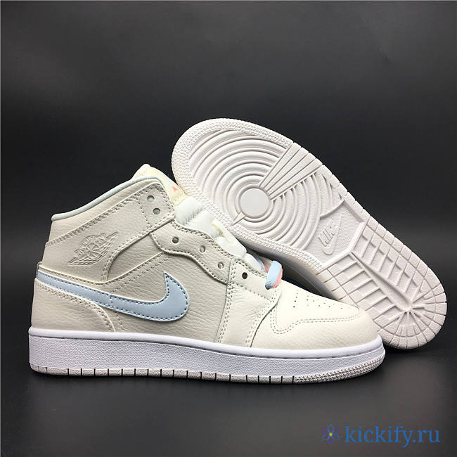 Nike Air Jordan 1 Mid Multi-Color Swoosh Phantom (W) 555112-035 - 1