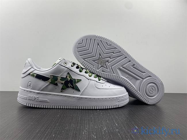 A Bathing Ape Bape Sta Low White ABC Camo Green 1H20191045 - 1