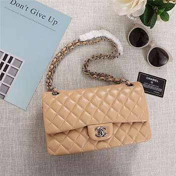 Chane1 Flap Bag 25cm Apricot Silver Hardware