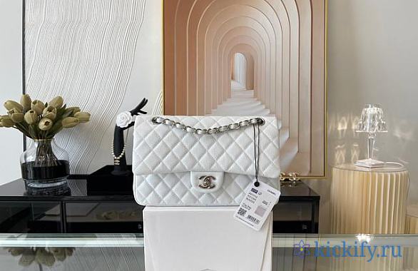 Chane1 Flap Bag Caviar in White 25cm with - 1