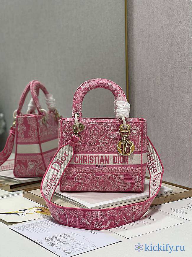 Dior Medium Lady D-Lite Bag Rose Pink 24cm - 1